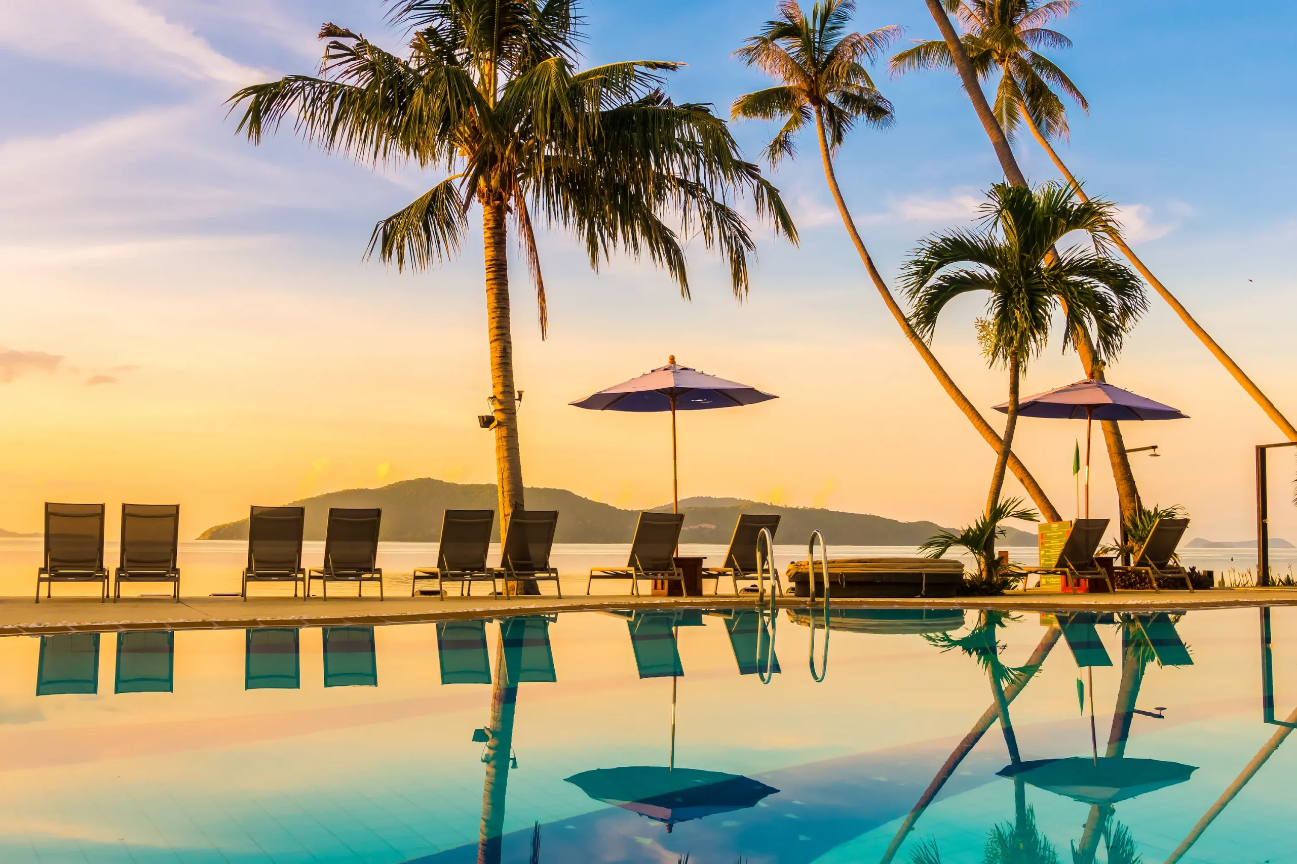 Pool deck at a luxury resort